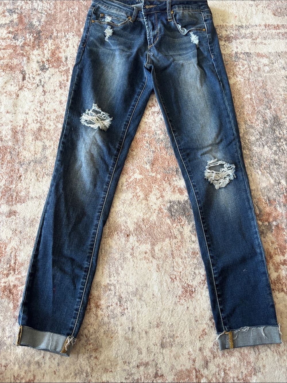 Articles Of Society Distressed Slim Straight Indigo Blue Jeans